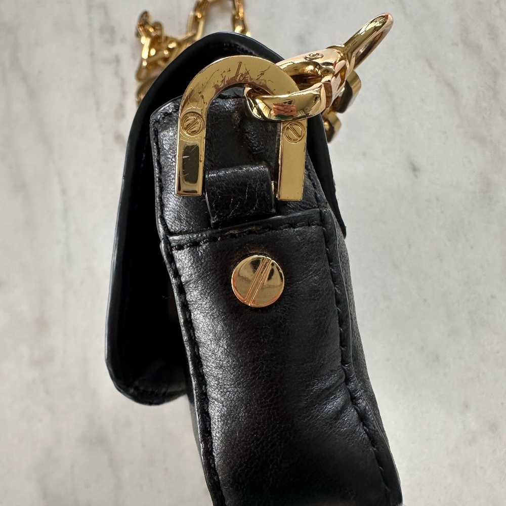 Tory Burch Mini Robinson Crossbody Purse, Black Leather with Gold Chain - Picture 13 of 16